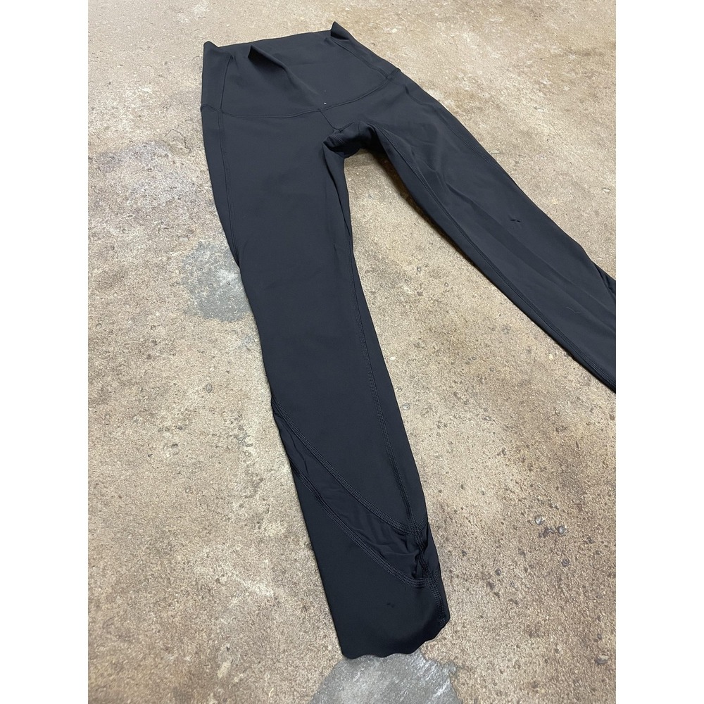 Lululemon Leggings Womens 2 Black High Rise Mesh Panel Cropped Yoga Athletic - Picture 2 of 16